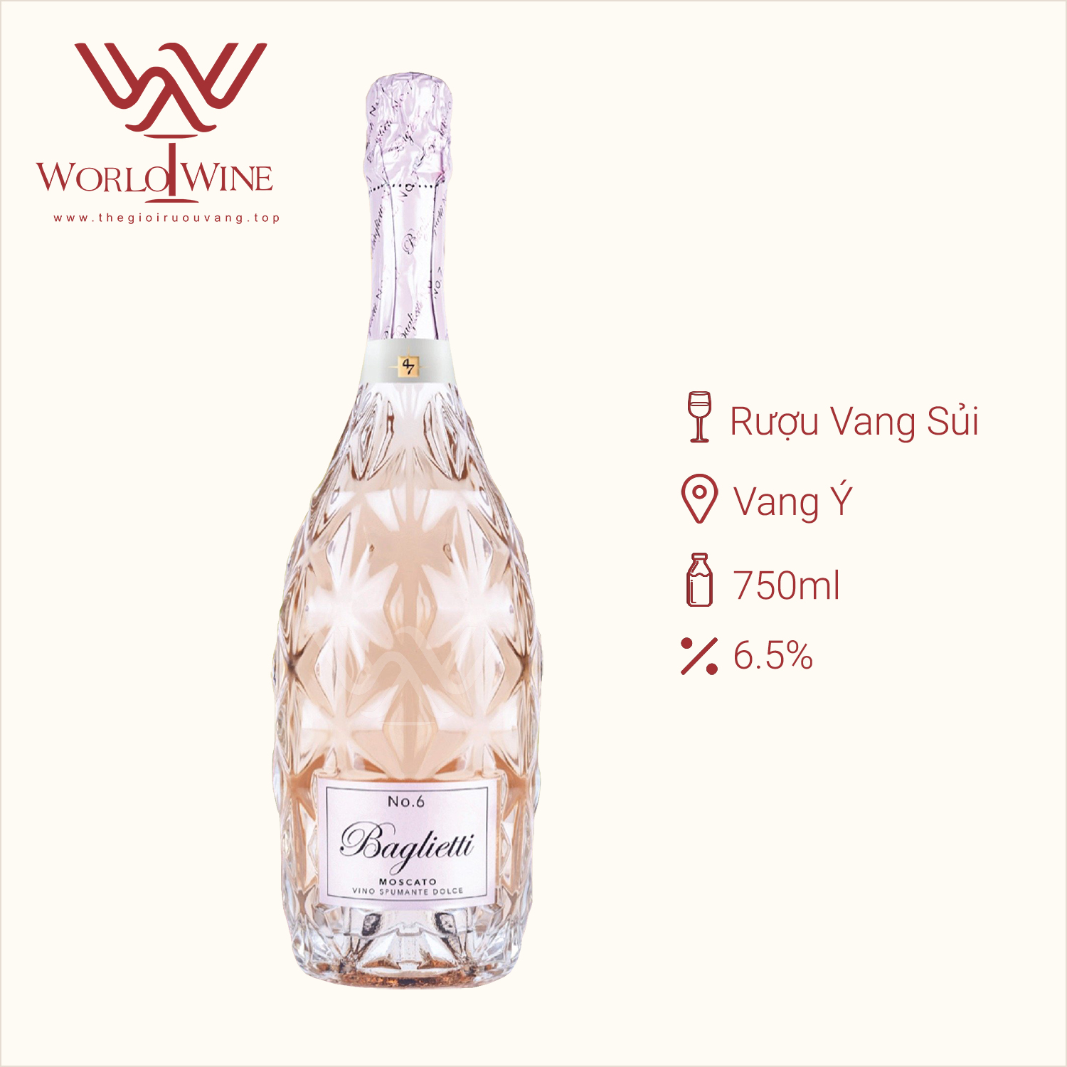 Rượu Vang Sủi No.6 Moscato